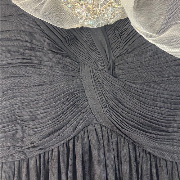 NWT Terani Couture Womens Black Beaded Neckline Strapless High Low Gown Size 18 - Picture 5 of 16